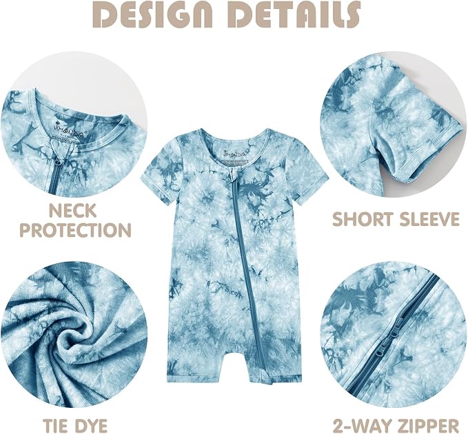 Jimonda Baby Bamboo Viscose Tie Dye Rompers Girl/Boys 3pc Pjs | Premium Soft - Image 6