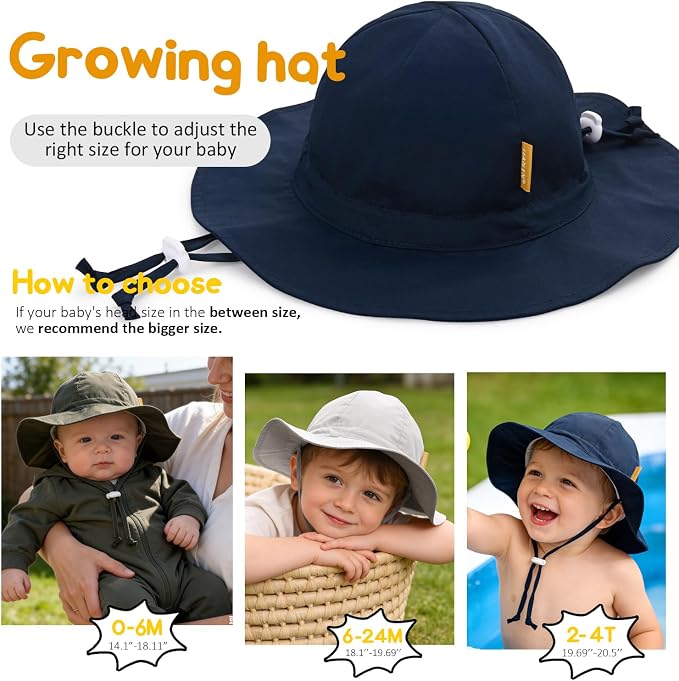 Baby Girl Sun Hat with UPF 50+ Outdoor Adjustable Toddler Beach Hat with Wide - Image 6