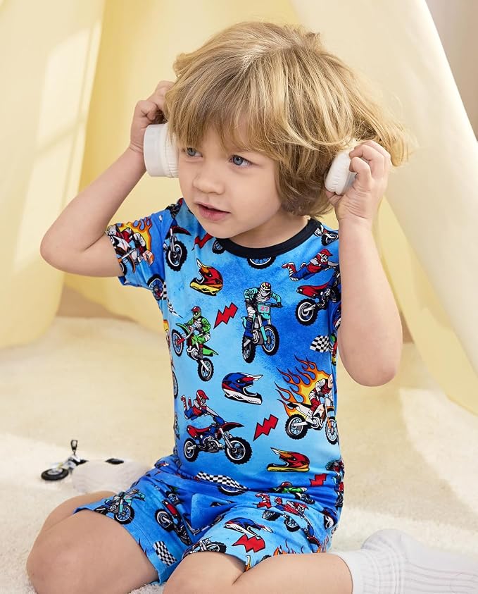 babee Reshinee Bamboo Viscose Toddler Boys Pajamas Set, Short Sleeve Kids - Image 5