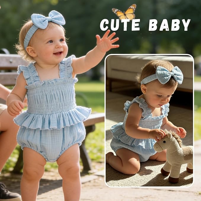 YOUNGER TREE Baby girl Romper Infant Summer Clothes Ruffle Sleeveless One Piece - Image 2