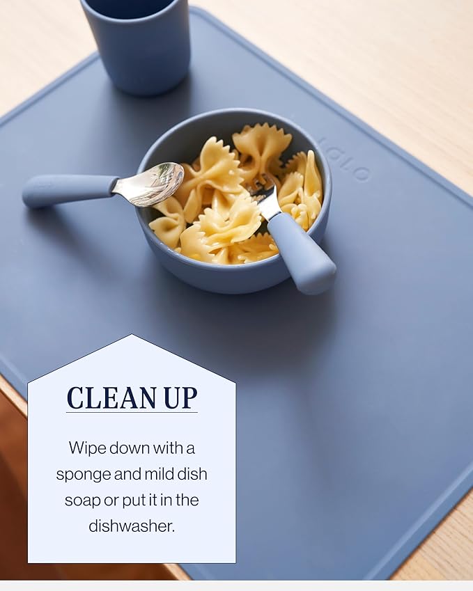Lalo Silicone Placemat for Toddlers & Babies - Non-Slip Kids Placemat for Restaurants & Dining Tables - Non-Toxic & BPA Free Safe - for Ages of 4 Months and Up - Sage