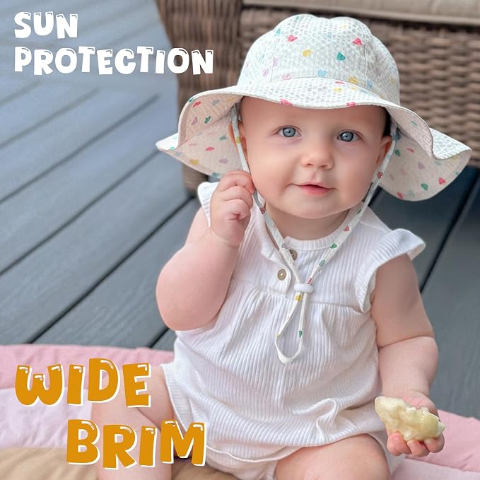 HONGTEYA Baby Sun Hat Wide Brim Adjustable Toddler Beach Bucket Hat | Soft - Image 3
