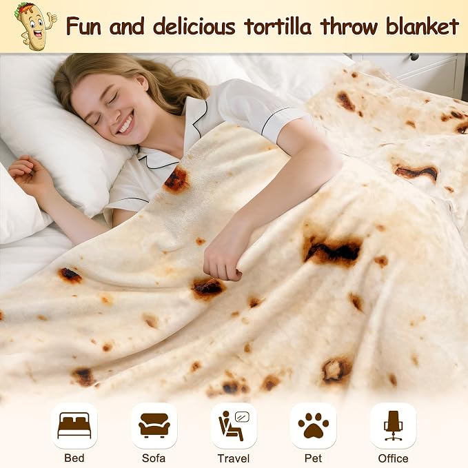 mermaker Sherpa Burritos Tortilla Throw Blanket 71 inches - Image 4