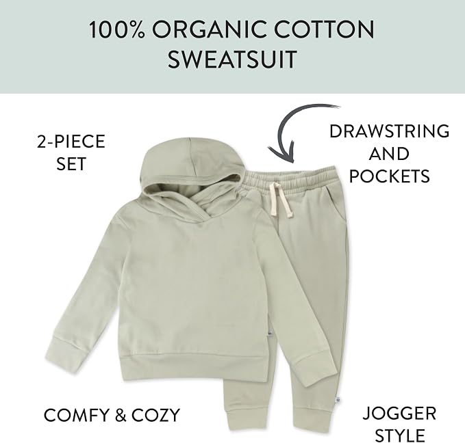 HonestBaby unisex-baby Light Weight Hoodie & Sweatpant Set 100% Organic Cotton - Image 3