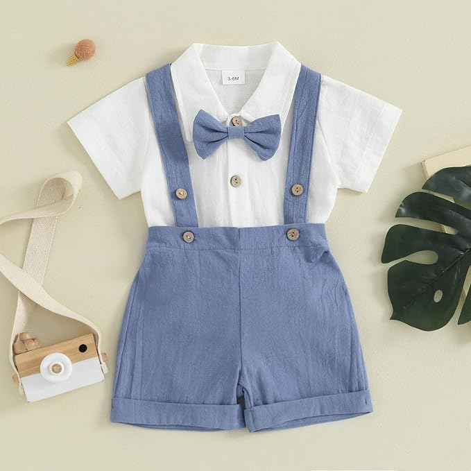 PUHHAPIEY Baby Boy Gentleman Wedding Outfit Dress Romper Suspender Pants | 0 3 - Image 2