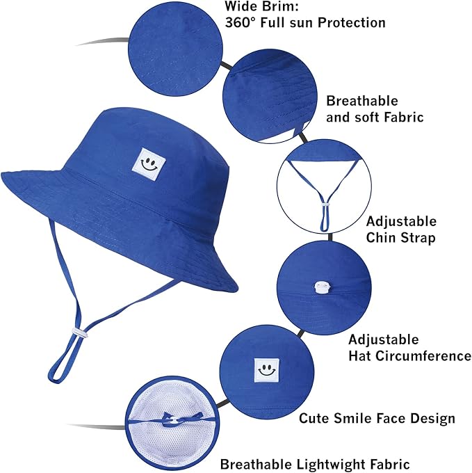 Baby Sun Hat Smile Face UPF 50+ Toddler Bucket Hat - Image 6