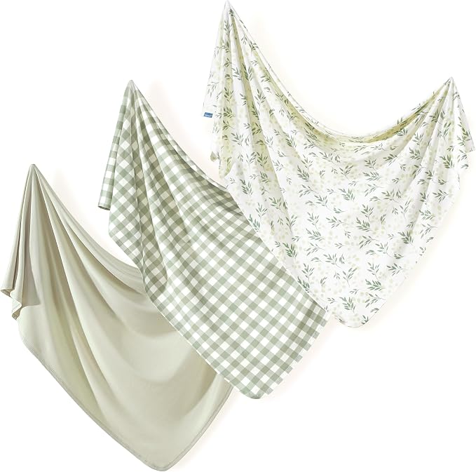 3-Pack Ultra Soft Stretchy Jersey Knit Baby Swaddle Blankets, 33x44 | Snug by BUYNOW