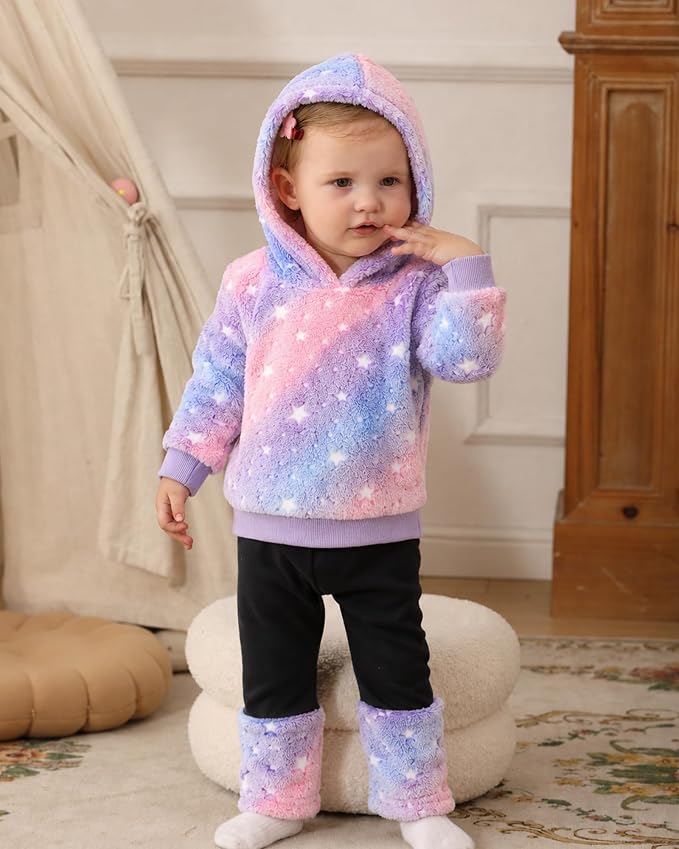 Jecson Toddler Girl Clothes Baby Girl Fleece Hoodie Outfits Thick Thermal - Image 2