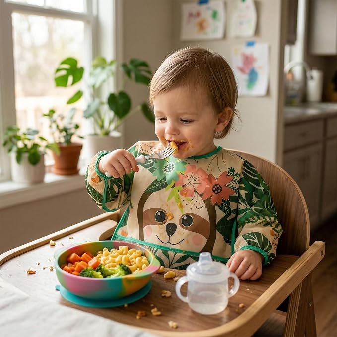 PandaEar 5 Pack Baby Long Sleeve Bibs| Waterproof Full Sleeve Bib - Image 2