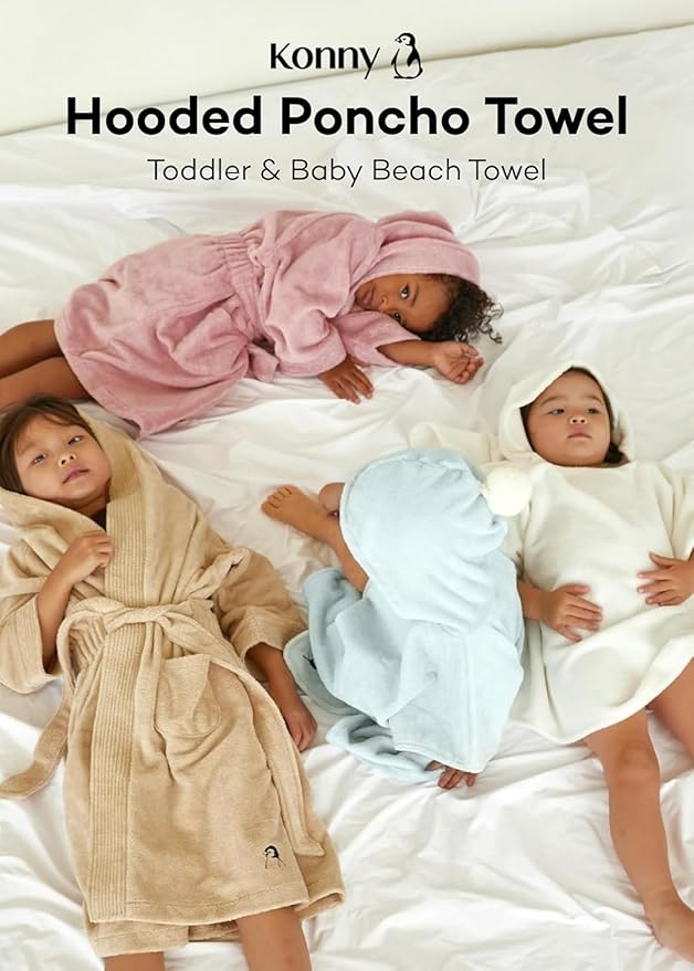 Konny Baby Hooded Towel Rayon from Bamboo Cotton Baby Bath Beach Towel Hooded Poncho, Oeko-TEX, Ultra Soft & Quick-Dry, Newborn Boys Girls Toddler (Pink, Medium)