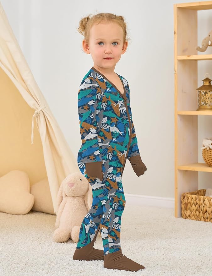 Jimonda Unisex Baby Zipper Footies Pajamas 3-Pack - Image 2