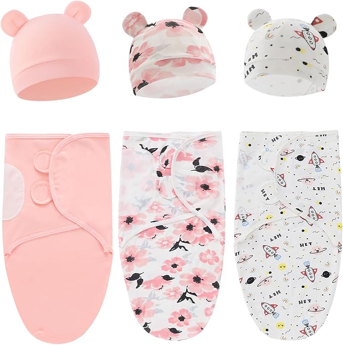 3-Pack Baby Swaddles for Newborns Girls by Exemaba