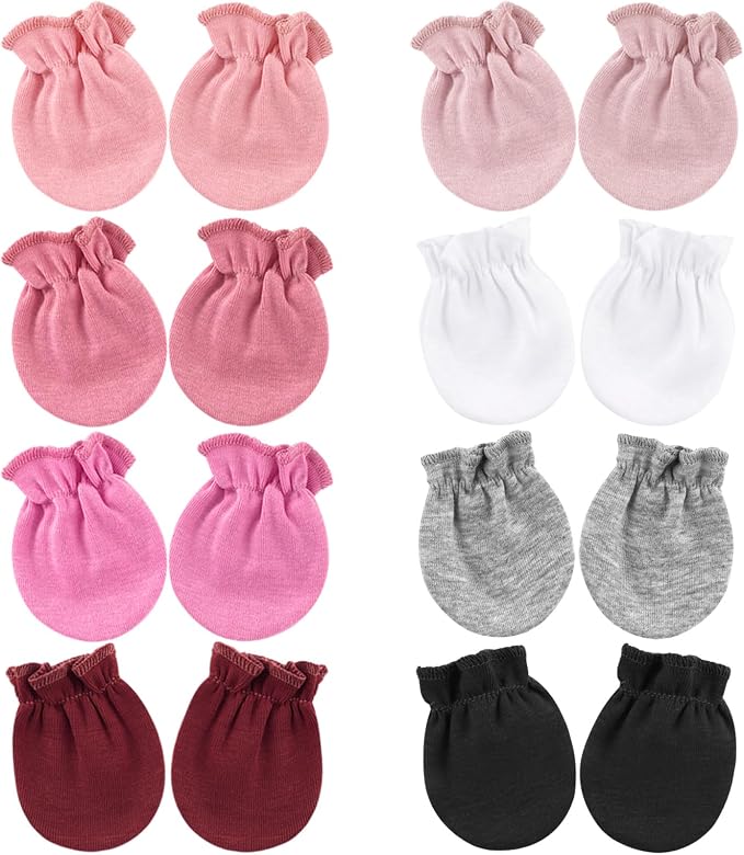 BQUBO Newborn Infant Toddler Mittens No Scratch Cotton Elastic Wrist Gloves by DRESHOW