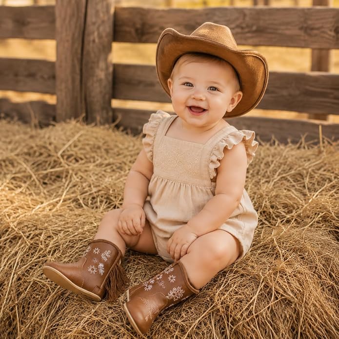Meckior Baby Girls Cowboy Tassel Boots Side Zipper Moccasins Soft Bottom - Image 2