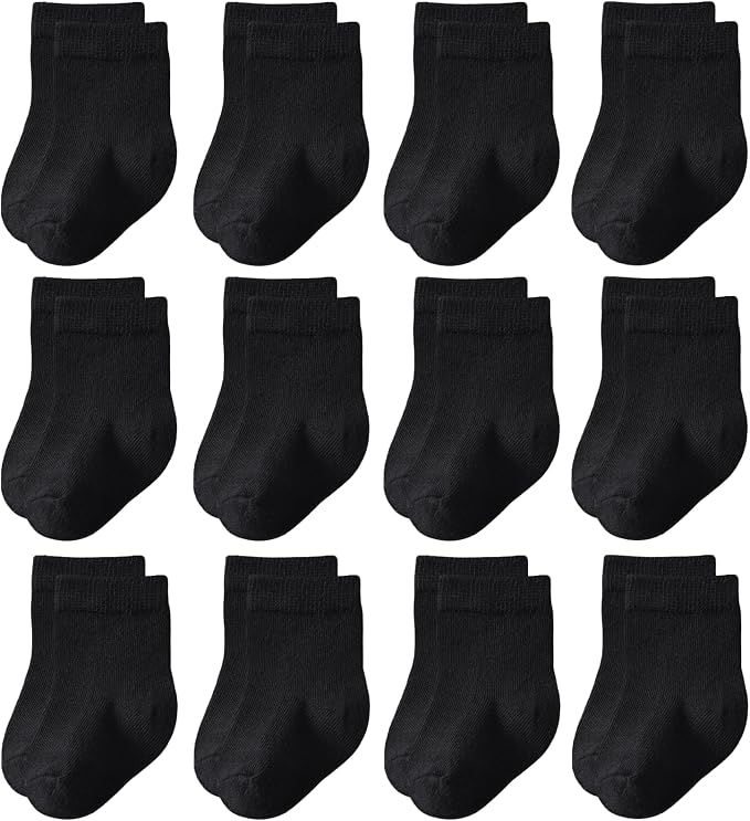 Baby Crew Socks 12-Pack Cotton Newborn Baby Boys Girls Socks 0-3T | Combed by Unknown