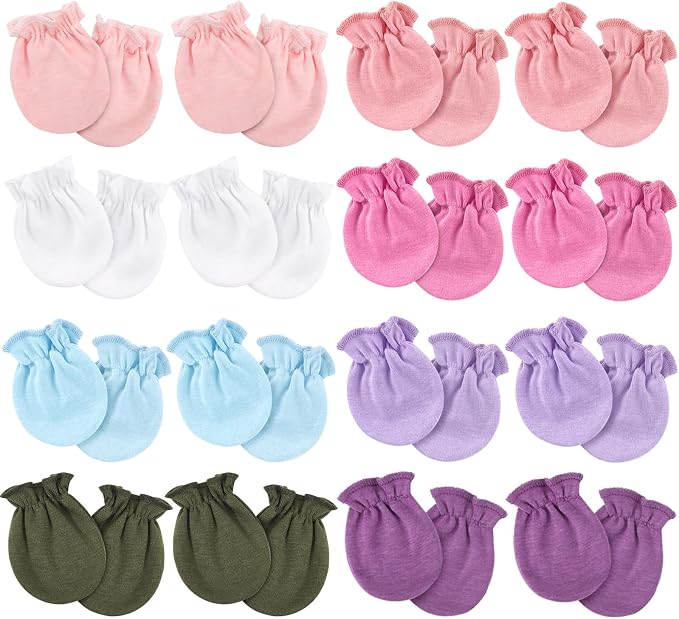 AQOKKA Newborn Baby Mittens No Scratch Cotton Elastic Wrist Gloves Infant by AQOKKA