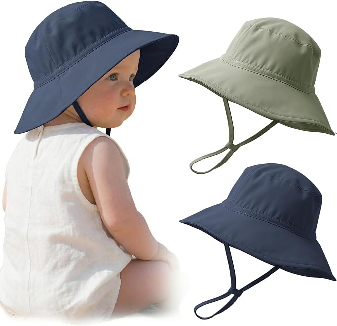 Konssy 2-Pack Muslin Baby Sun Hats by Konssy