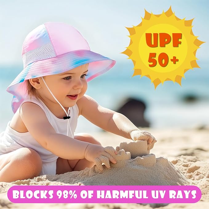 Toddler Baby Sun Hat Kids Summer Beach Essentials Adjustable Beach Hats - Image 2