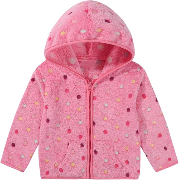 Toddler Baby Girl Fleece Jackets Fall Clothes Hooded Zip Fuzzy Coats by Adarl