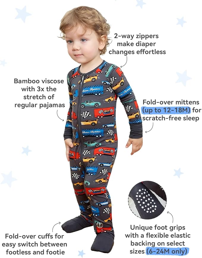 babee Reshinee Bamboo Viscose Baby Footie Pajama, Zipper Sleeper Boys Girls - Image 4