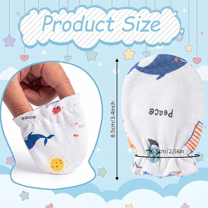 8 Pairs Newborn Baby Mittens No Scratch, Cotton Baby Gloves Infant Mittens - Image 5