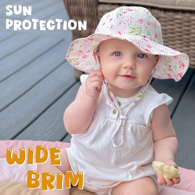 HONGTEYA Baby Sun Hat Wide Brim Adjustable Toddler Beach Bucket Hat | Soft - Image 3