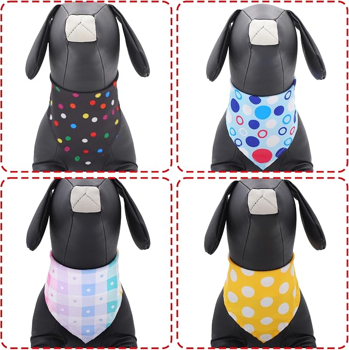 7 PCS Medium Polka Dot Dog Bandanas Hemming Seam Edge Dog Bandana - Image 4
