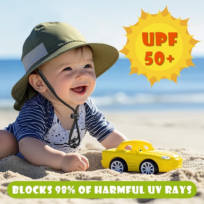 Toddler Baby Sun Hat Kids Summer Beach Essentials Adjustable Beach Hats - Image 2