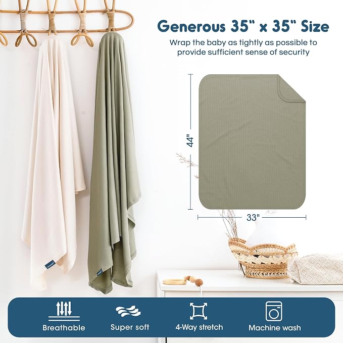2 Pack Newborn Swaddle Blanket, Ultra Soft Stretchy Jersey Knit Extra Large - Image 3