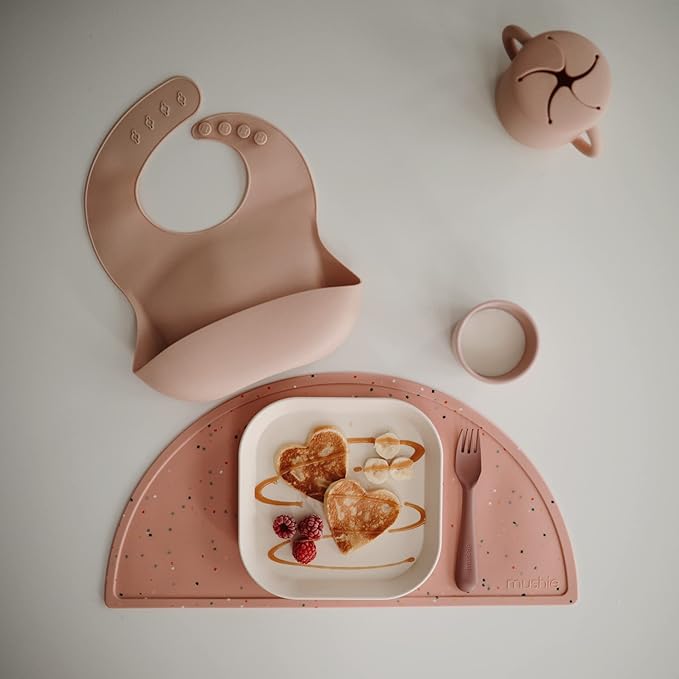 mushie Silicone Placemat for Kids | BPA-Free Non-Slip Design (Powder Pink Confetti)