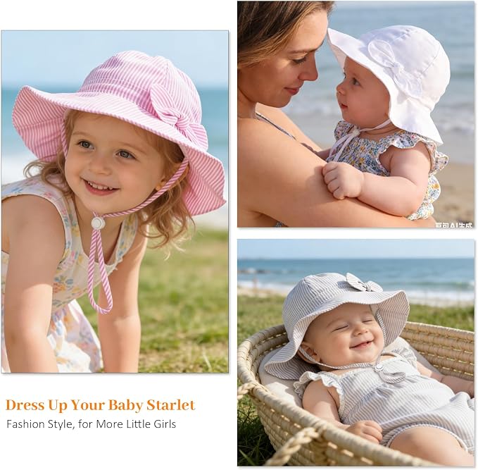 Baby Girl Sun Hat Kids Summer Beach Wide Brim Hats Toddler Bucket Hat - Image 7