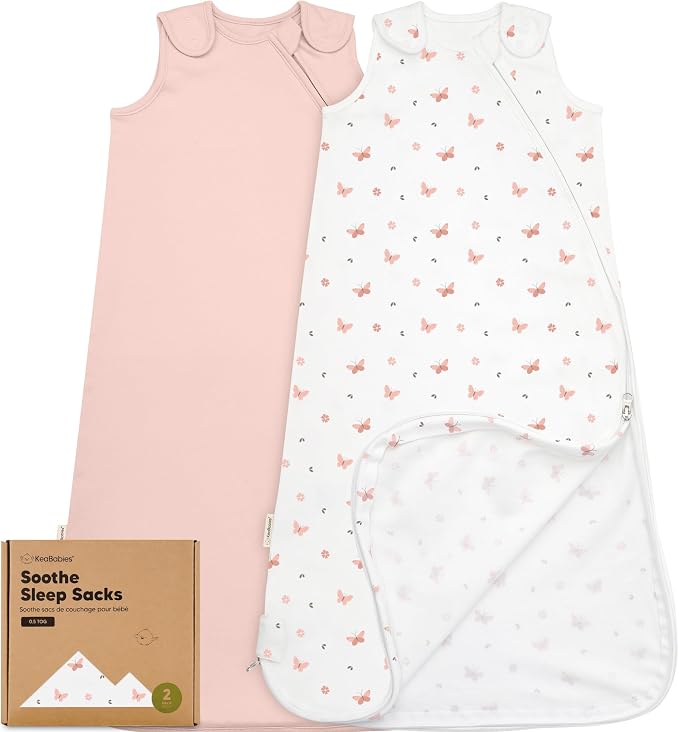 2-Pack Organic Baby Sleep Sacks, 100% Cotton 0.5TOG by KeaBabies