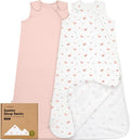 2-Pack Organic Baby Sleep Sacks, 100% Cotton 0.5TOG by KeaBabies