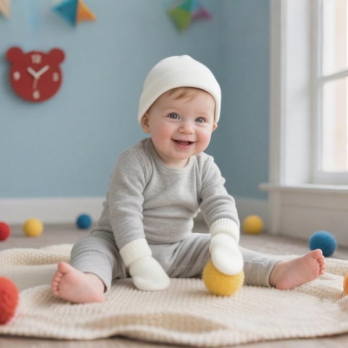 Baby Hats and Mittens Set Infant Toddler Beanie Cap Newborn Gloves - Image 4