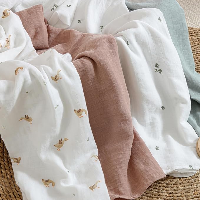 POMISO Muslin Swaddle Blankets for Boys & Girls, Newborn Receiving Blankets - Image 6