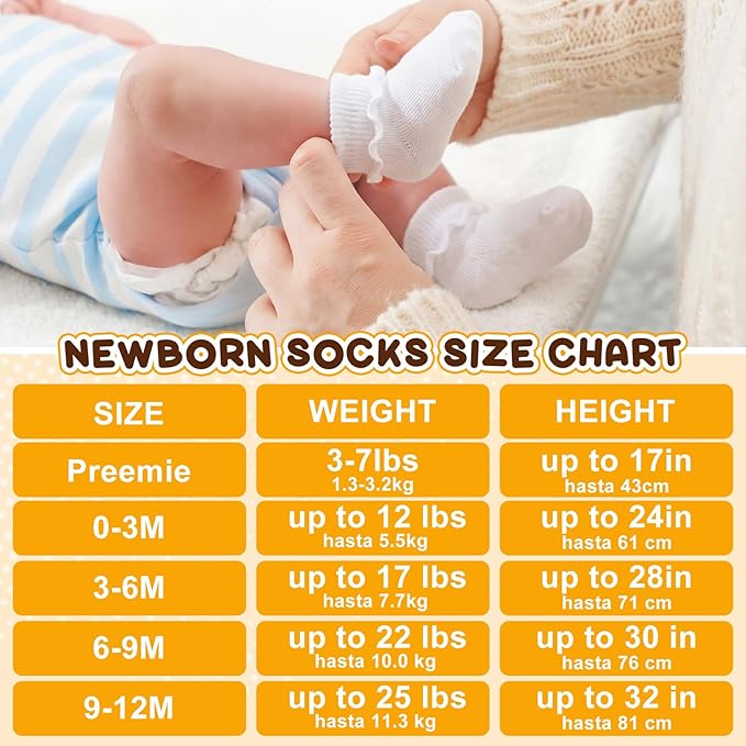 Toulite 12 Pair Preemie Newborn Baby Socks - Image 3