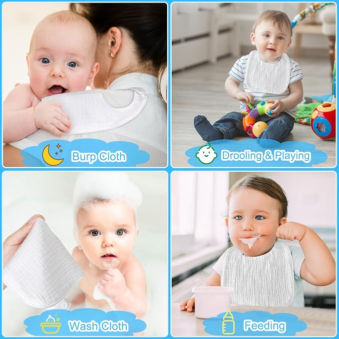 Accmor Muslin Baby Bibs, 6 Pack Soft Cotton Baby Bandana Drool Bibs - Image 6