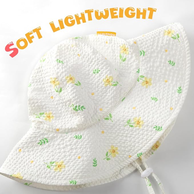 HONGTEYA Baby Sun Hat Wide Brim Adjustable Toddler Beach Bucket Hat | Soft - Image 5