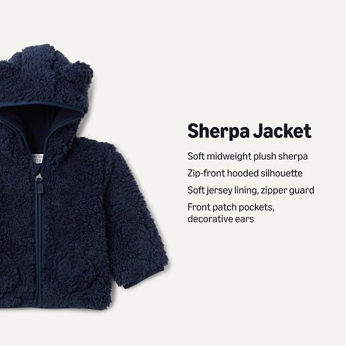 Amazon Essentials Unisex Babies' Hooded Sherpa Jacket - Image 2