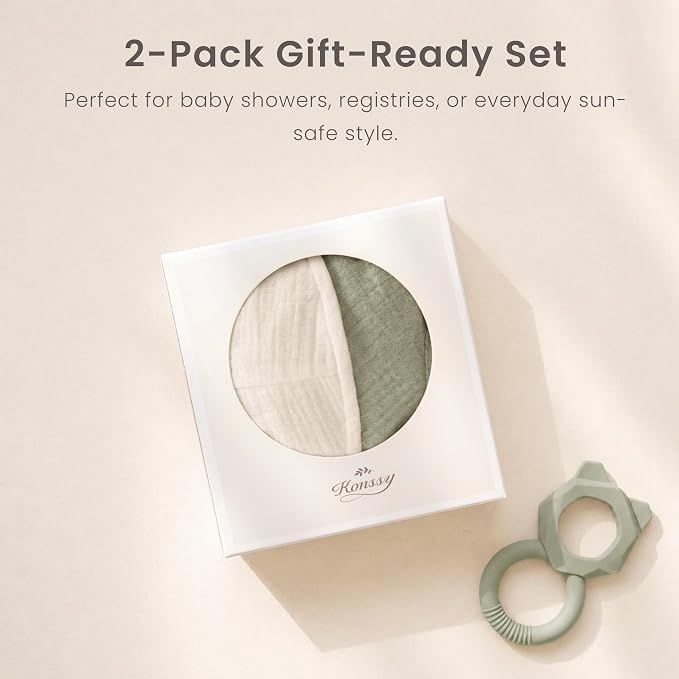 Konssy 2-Pack Muslin Baby Sun Hats - Image 8