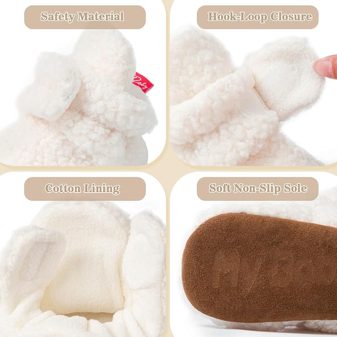 Babelvit Newborn Baby Boy Girl Soft Fleece Booties Stay On Infant Slippers - Image 5