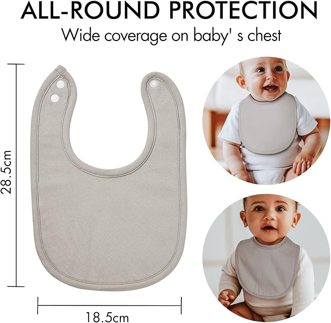 10 Pack Cotton Snap Bibs for Baby Boy Girl, Super Soft Drool Bibs for Teething - Image 6