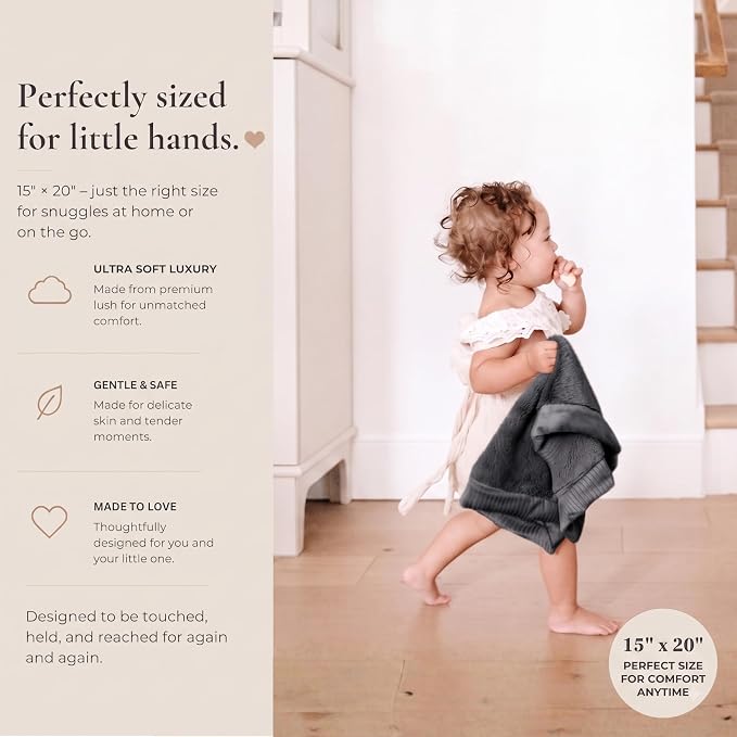 Saranoni Security Blanket Soft Infant Baby Blanket Charcoal Mini 15x20 | Luxury - Image 2