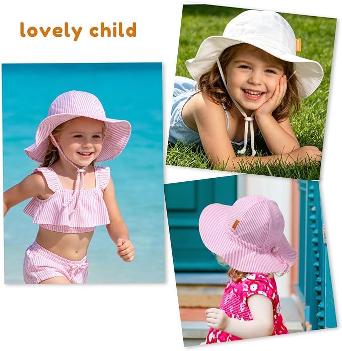 Baby Girl Sun Hat with UPF 50+ Outdoor Adjustable Toddler Beach Hat with Wide - Image 7