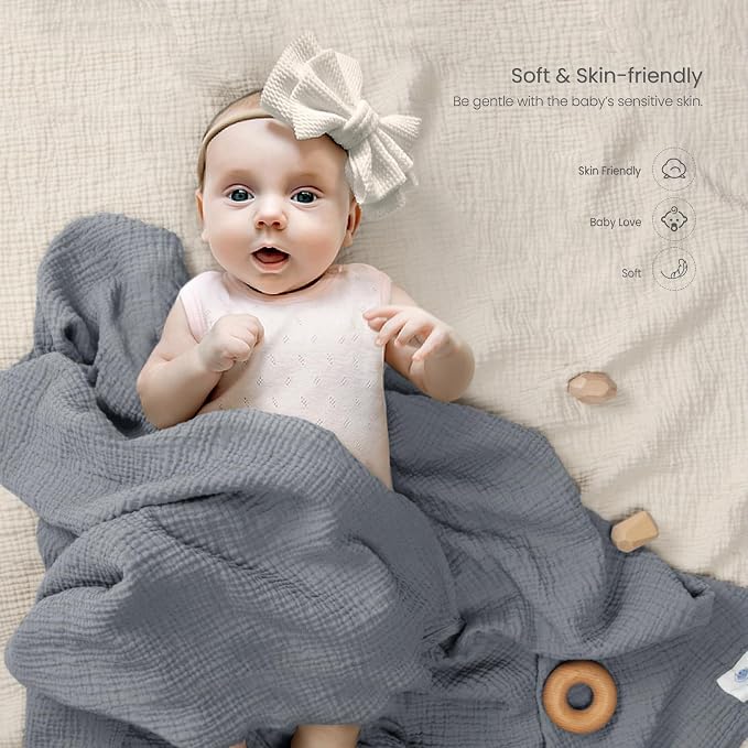 lulumoon Muslin Swaddle Blanket Baby: Cotton Receiving Wrap - Image 5