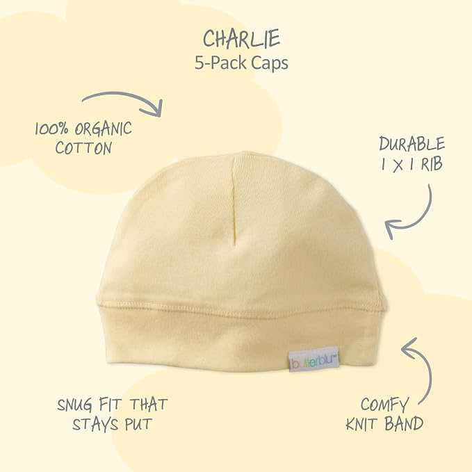Charlie 5-Pack Caps 100% Organic Cotton Beanie Hats | GOTS certified Organic - Image 3