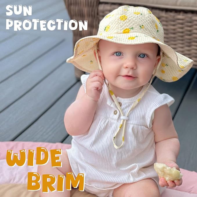 HONGTEYA Baby Sun Hat Wide Brim Adjustable Toddler Beach Bucket Hat | Soft - Image 2