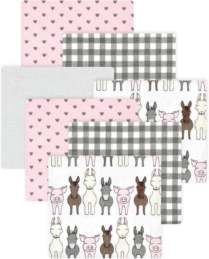 Little Treasure Hudson Baby Cotton Poly Flannel Receiving Blankets Multipack by HudsonBaby