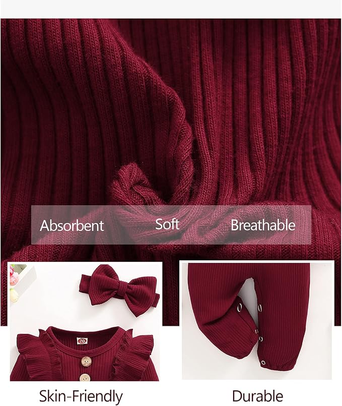 Mioglrie Newborn Baby Girl Clothes 1 Piece Infant Fall Winter Romper Outfit | - Image 5