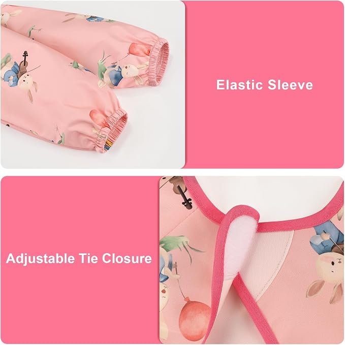 Accmor 4 Pack Long Sleeve Bibs, Baby Smock Waterproof Full Sleeved Bib - Image 2